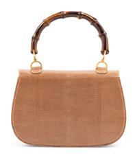 Gucci Brown Lizard Handbag with Bamboo Handle