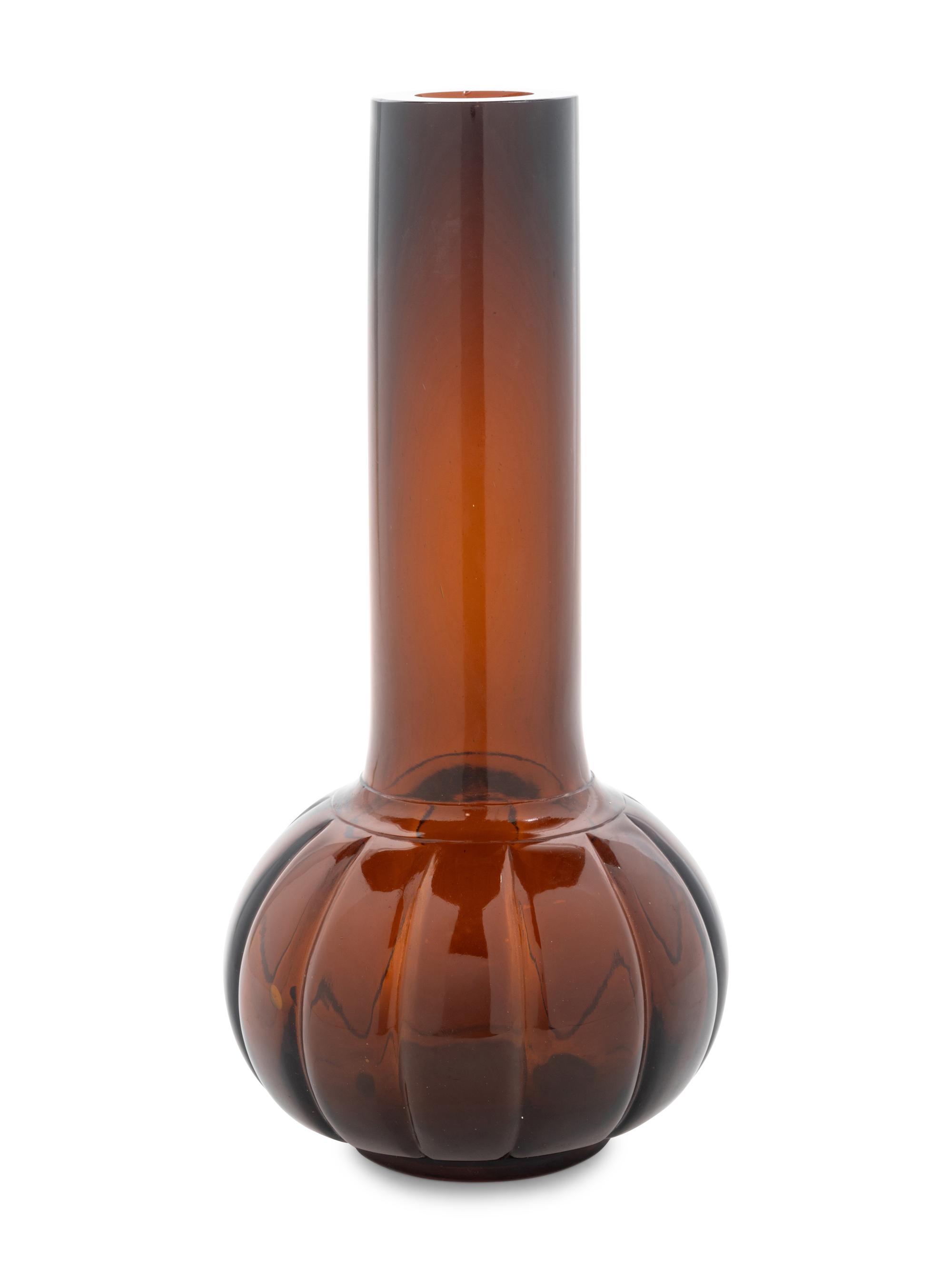 A Transparent Amber-Tone Glass Bottle
