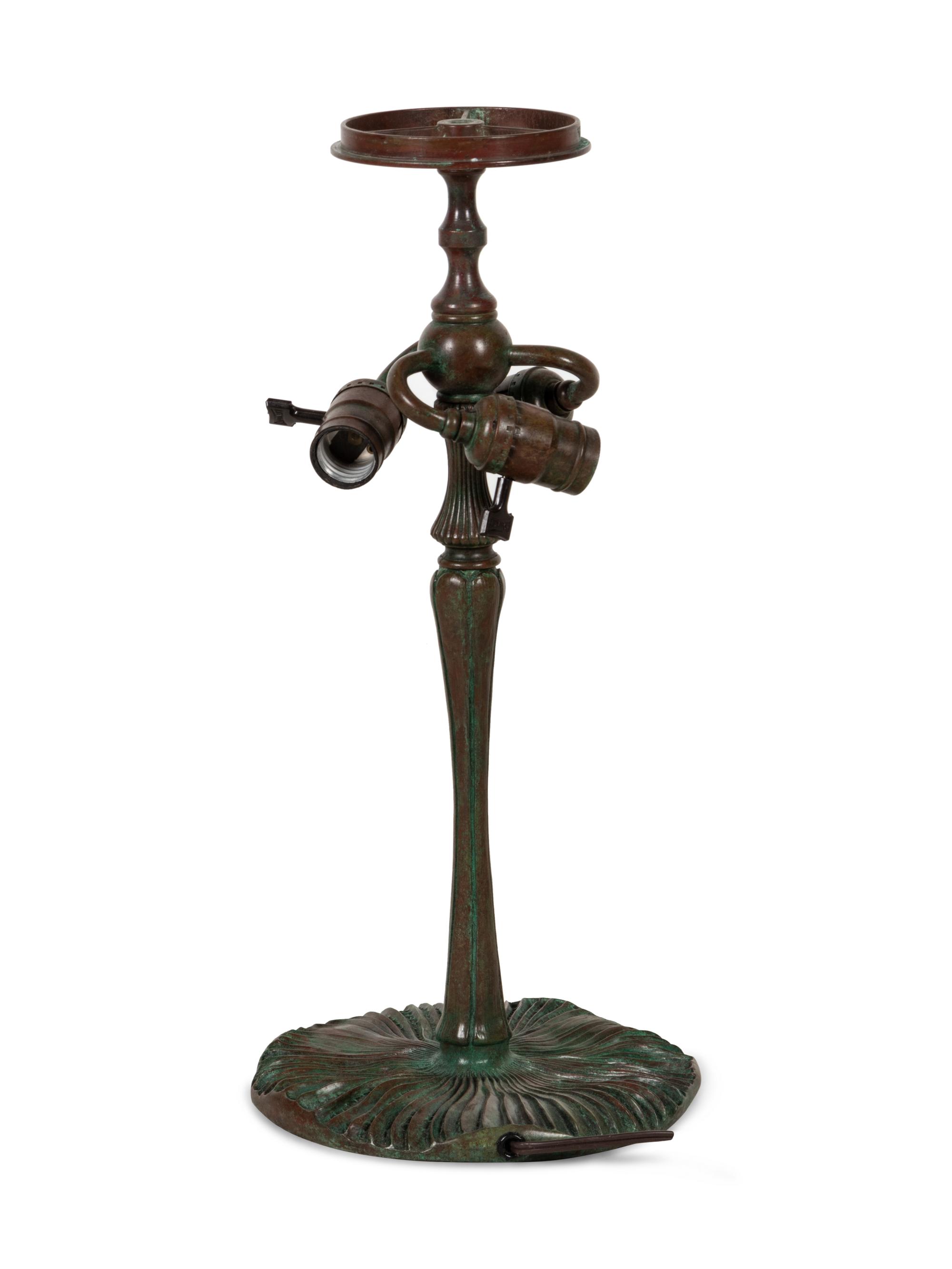 An American Leaded Glass Tulip Lamp