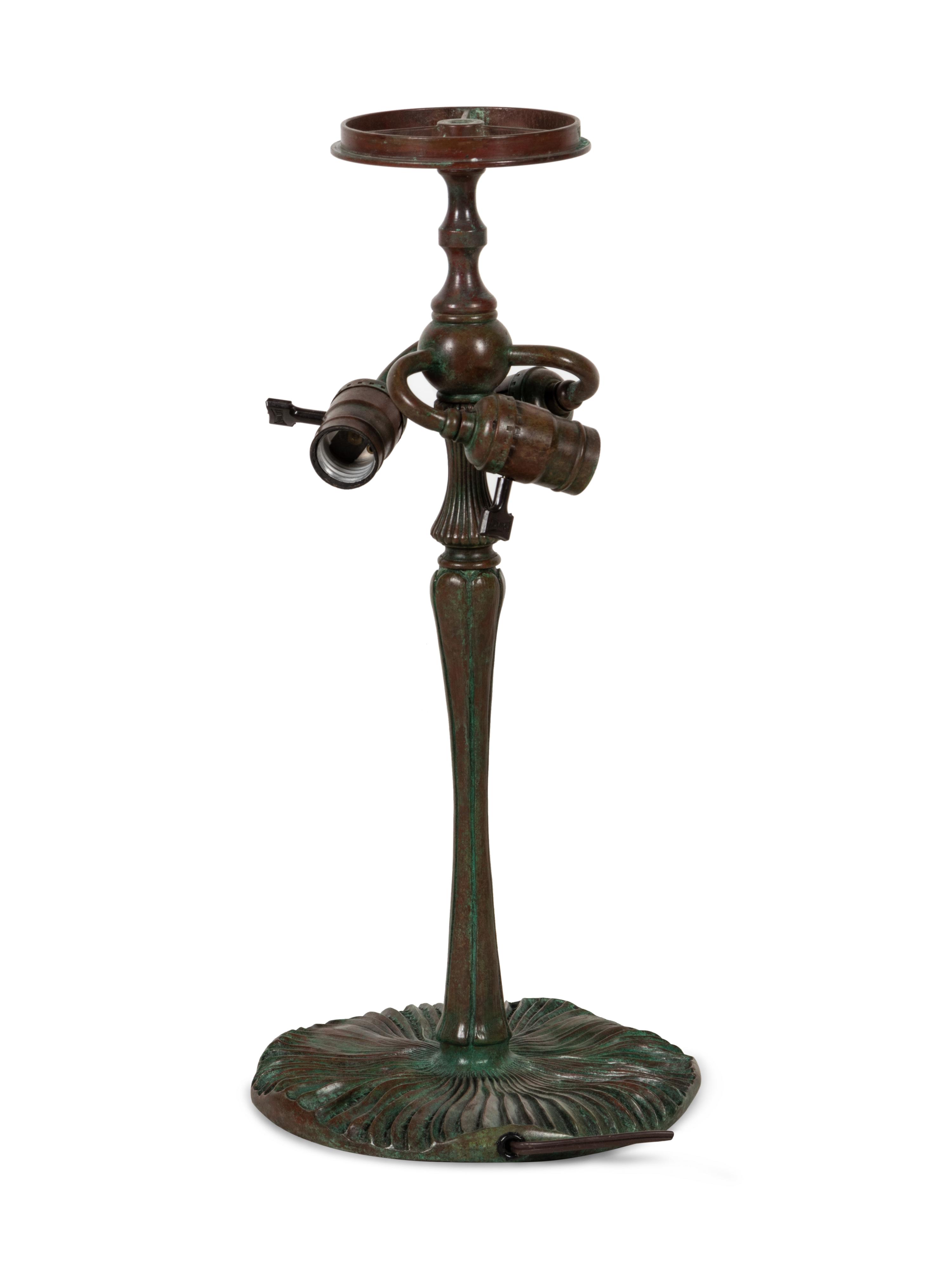 An American Leaded Glass Tulip Lamp