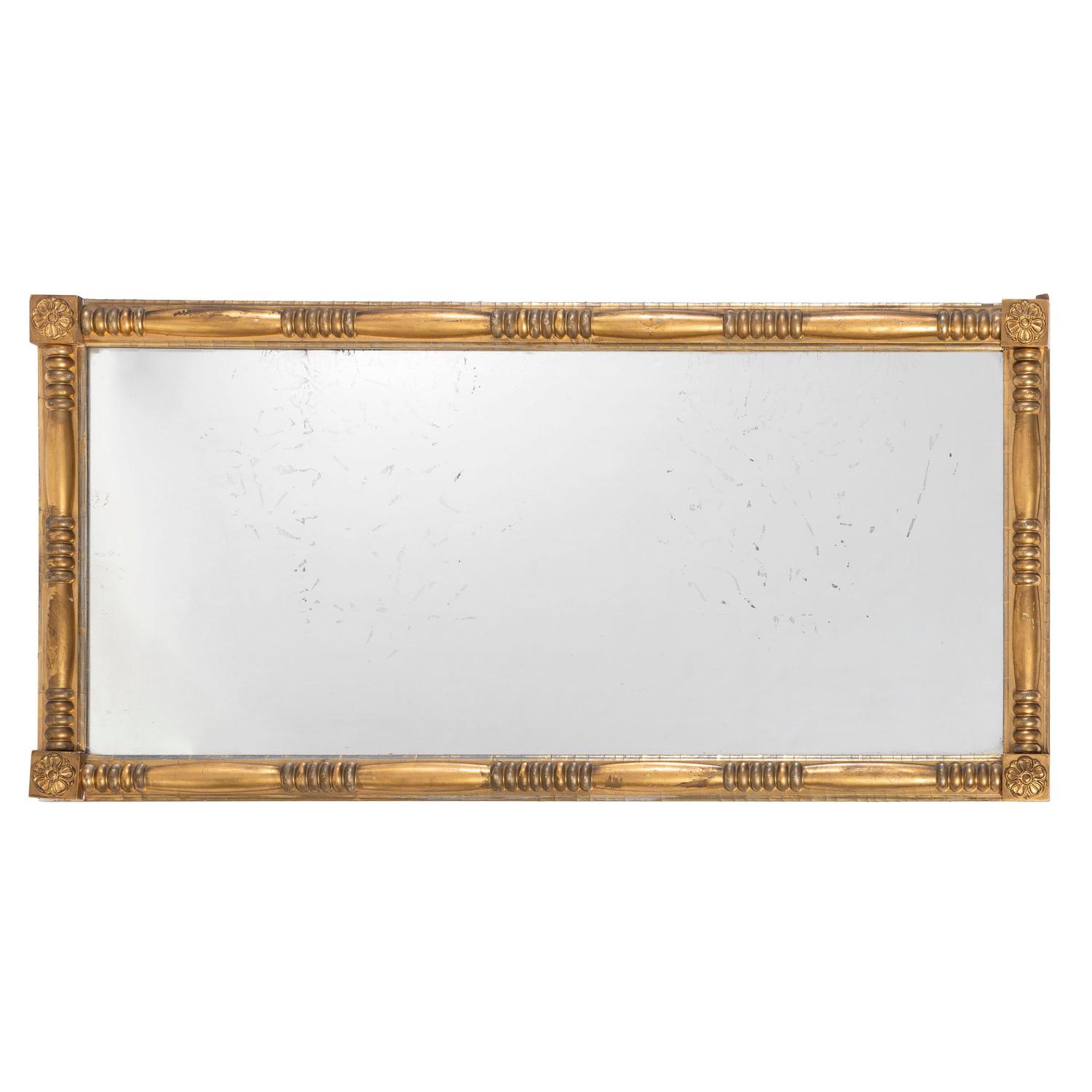 A Classical Turned and Gilt Decorated Over Mantel Looking Glass
