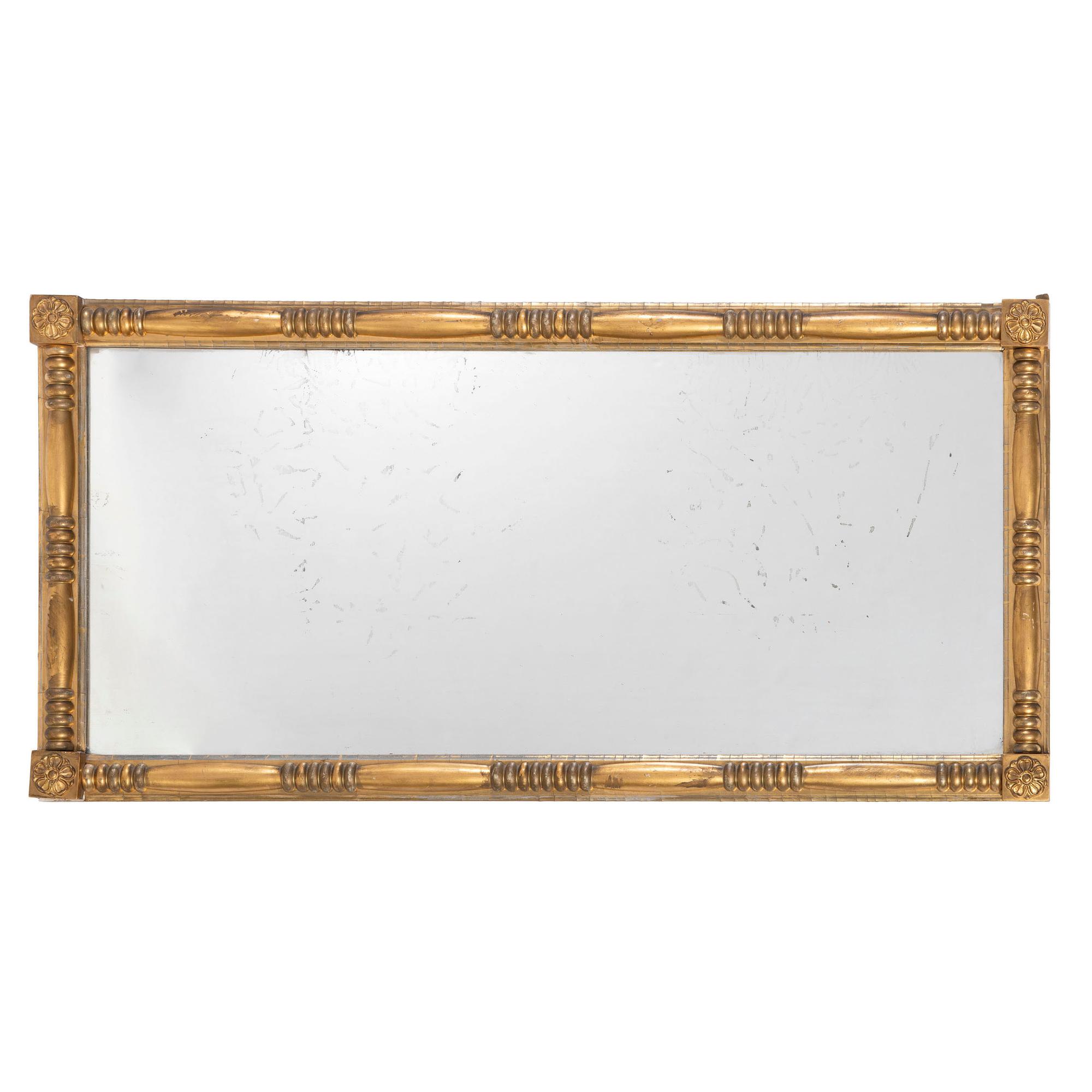 A Classical Turned and Gilt Decorated Over Mantel Looking Glass