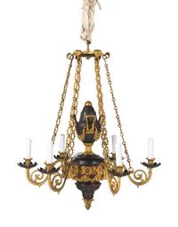 A William IV Gilt and Patinated Bronze Six-Light Chandelier
