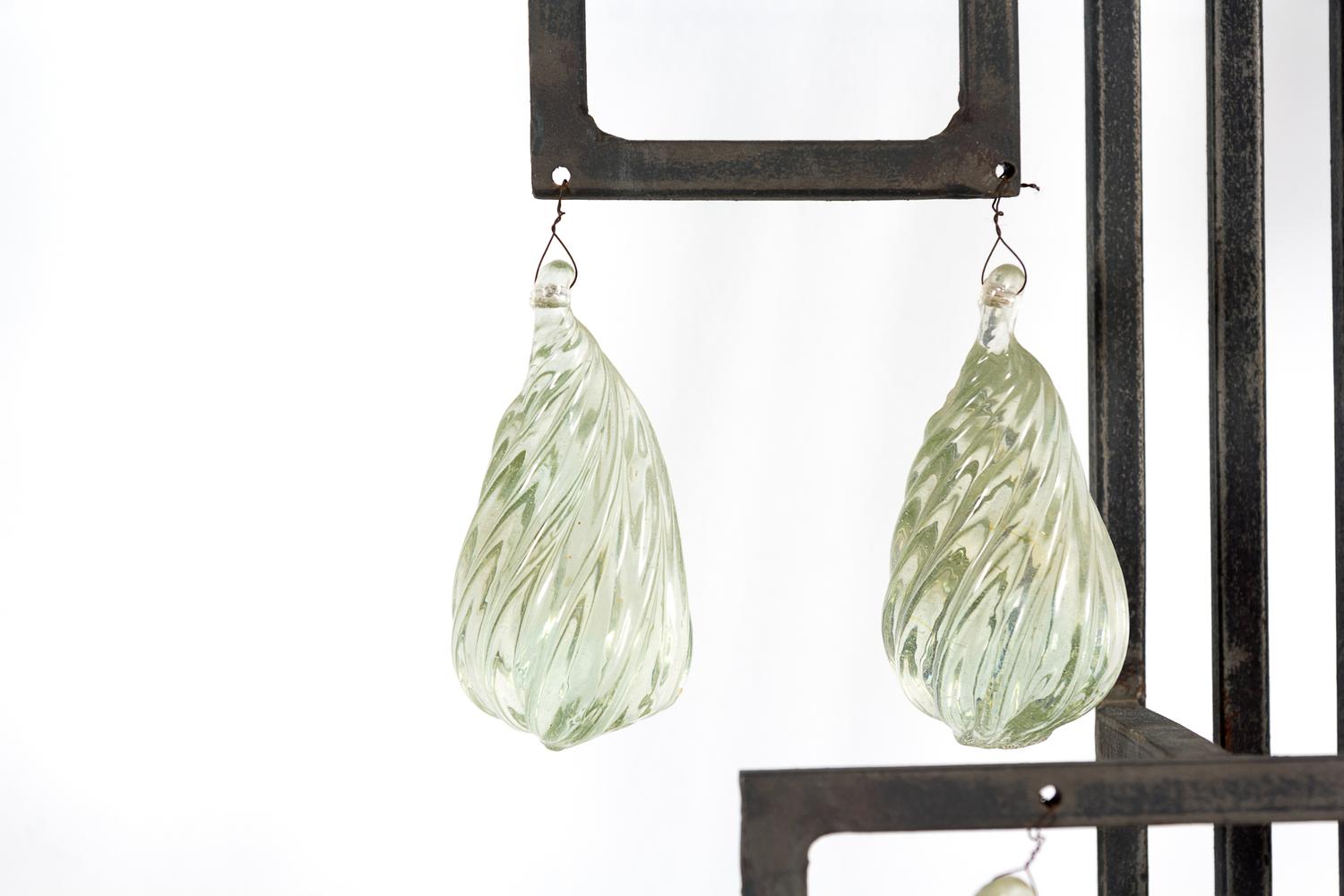 A Pair of Modernist Steel and Glass Four-Light Sconces