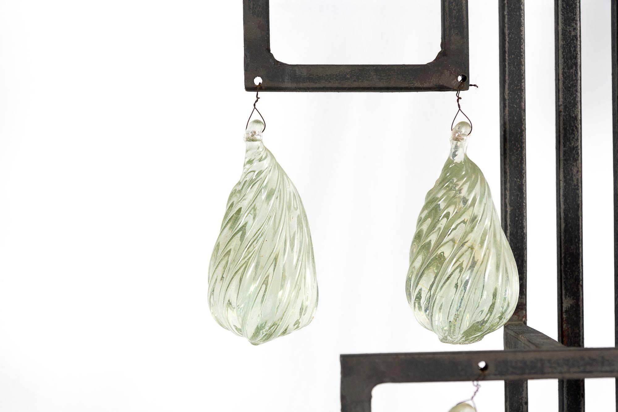 A Pair of Modernist Steel and Glass Four-Light Sconces