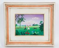 Artist Unknown, (20th century), Landscape with Dog Chasing Children
