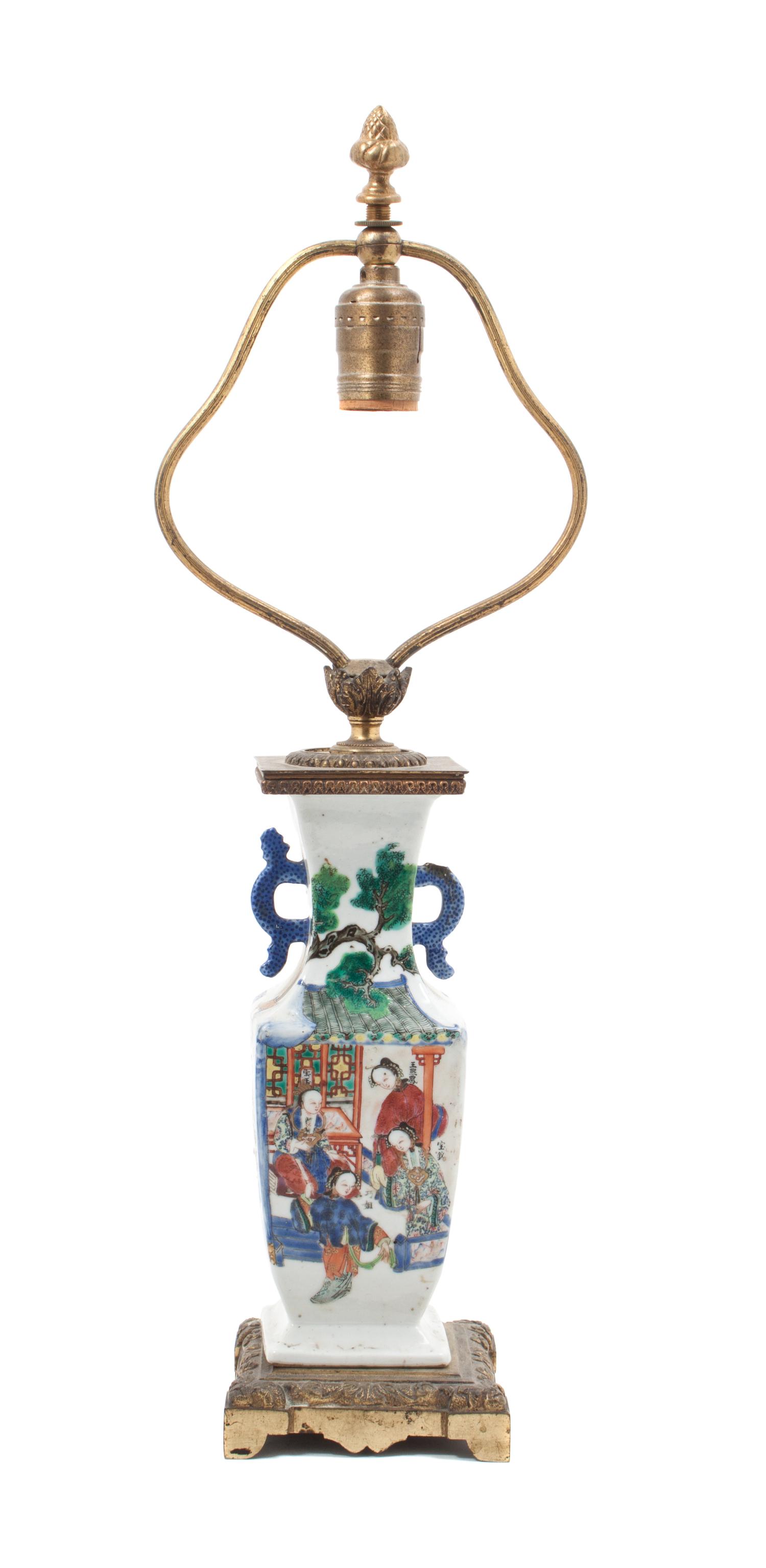 A Chinese Export Porcelain Vase Height overall 19 1/2 inches.
