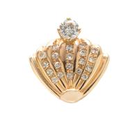 A Yellow Gold and Diamond Shell Motif Slide/Pendant, 4.10 dwts.