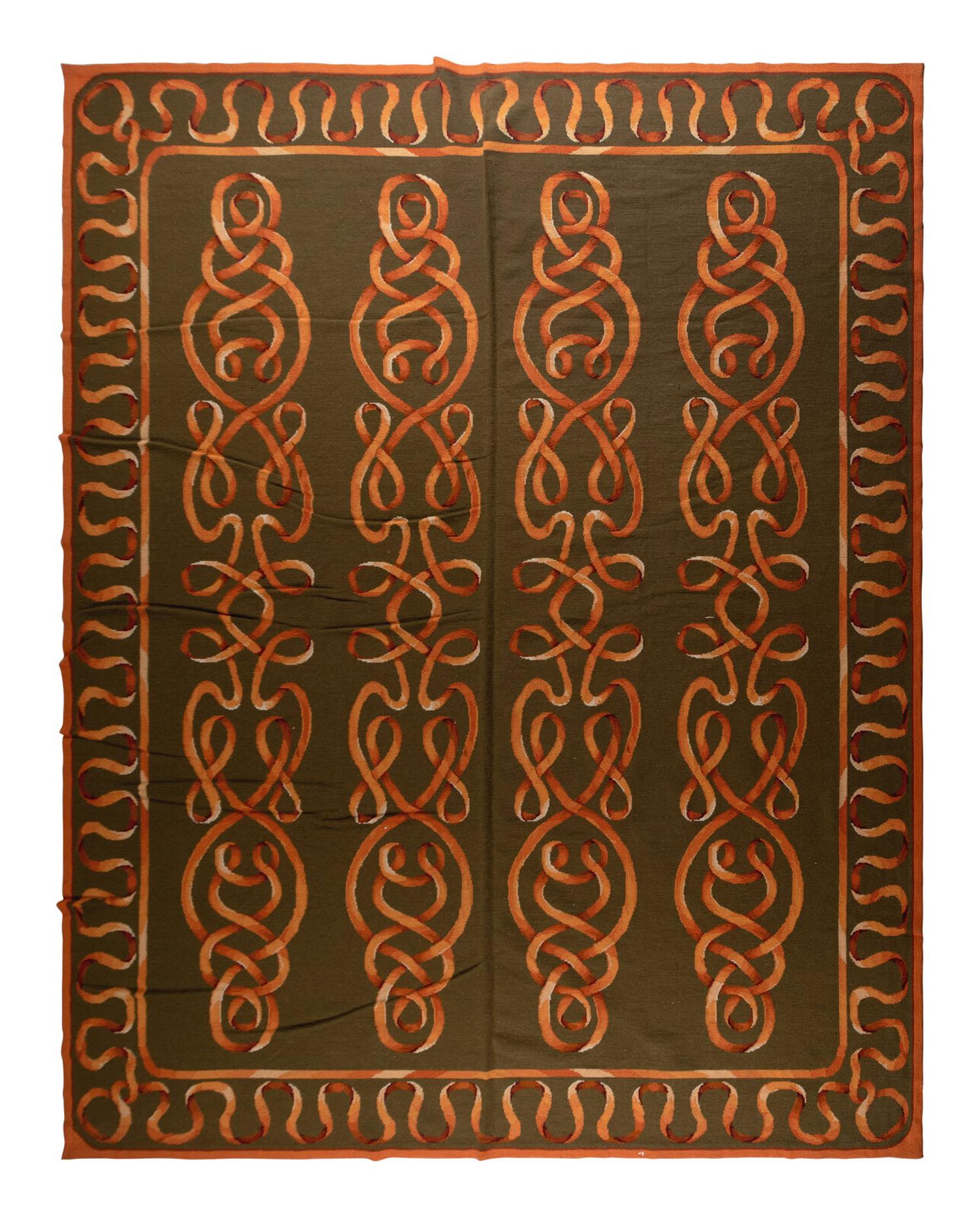 A Ribbon-Motif Chain Stitch Rug