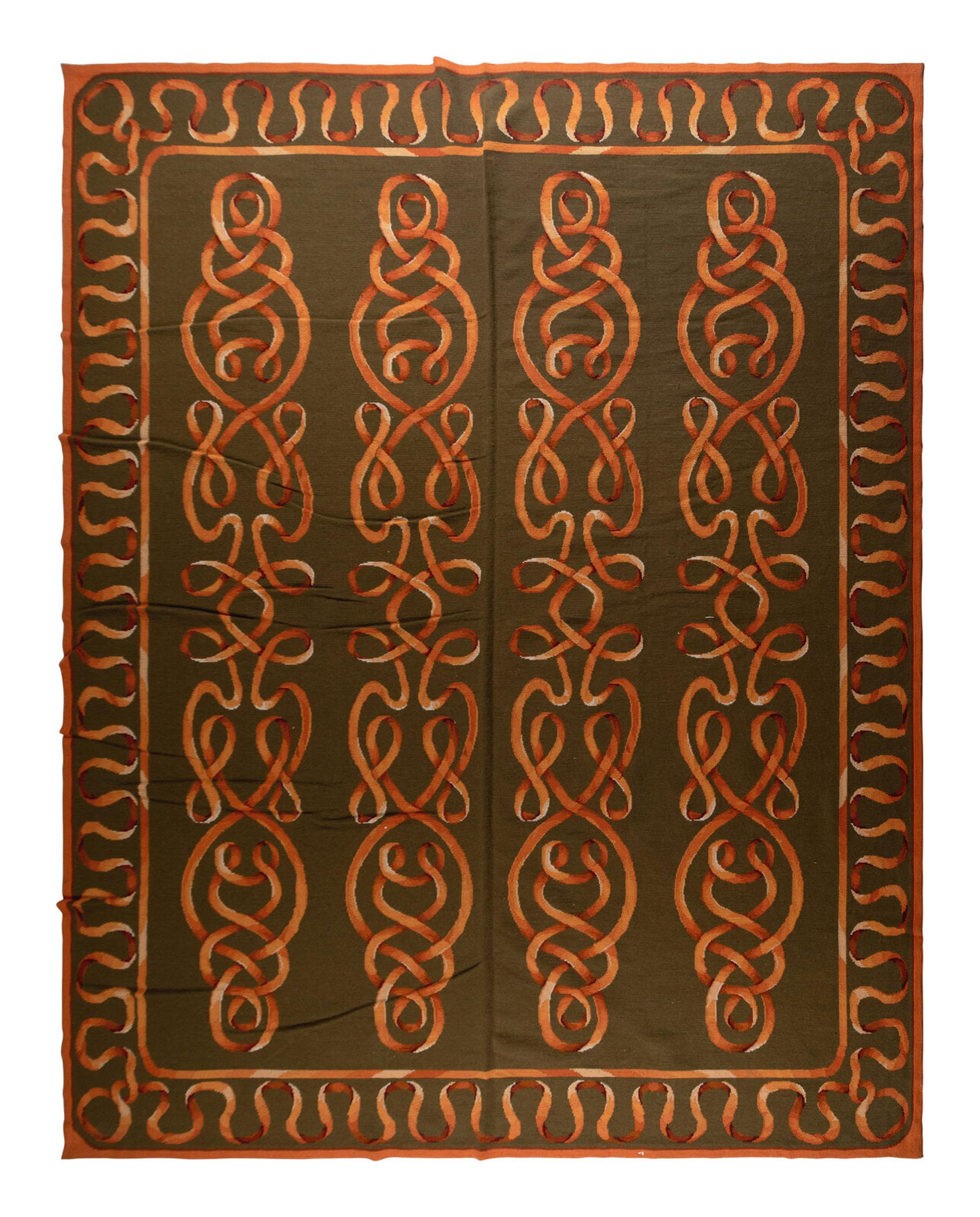 A Ribbon-Motif Chain Stitch Rug