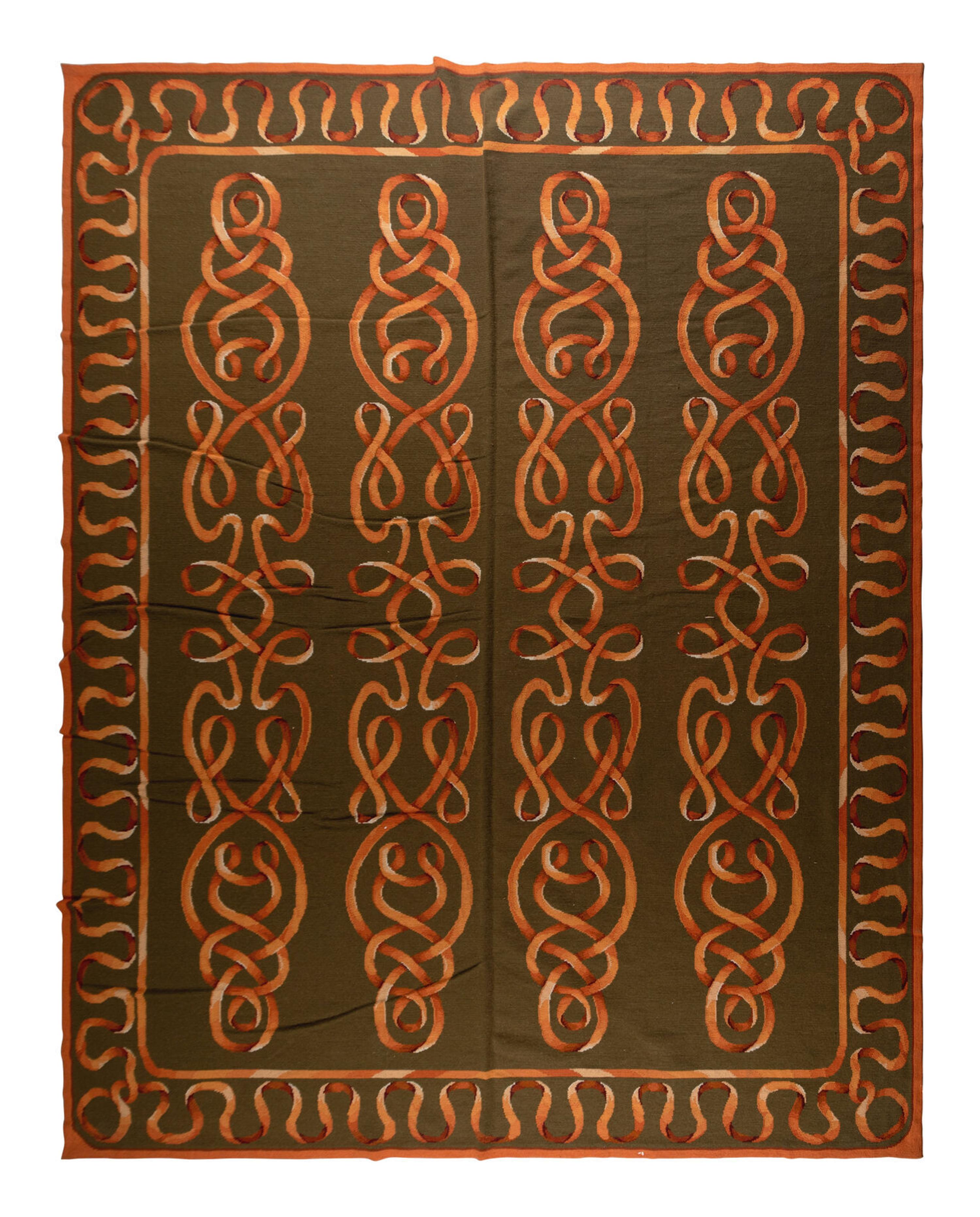 A Ribbon-Motif Chain Stitch Rug