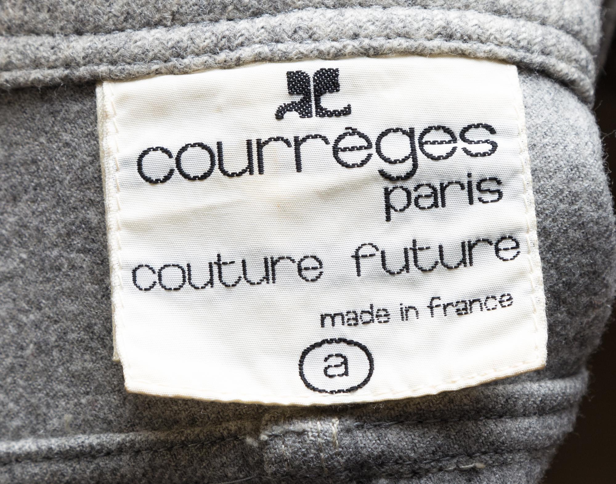 A Courreges Grey Wool Coat, No size.
