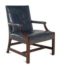 A George III Style Mahogany Armchair and Side Table