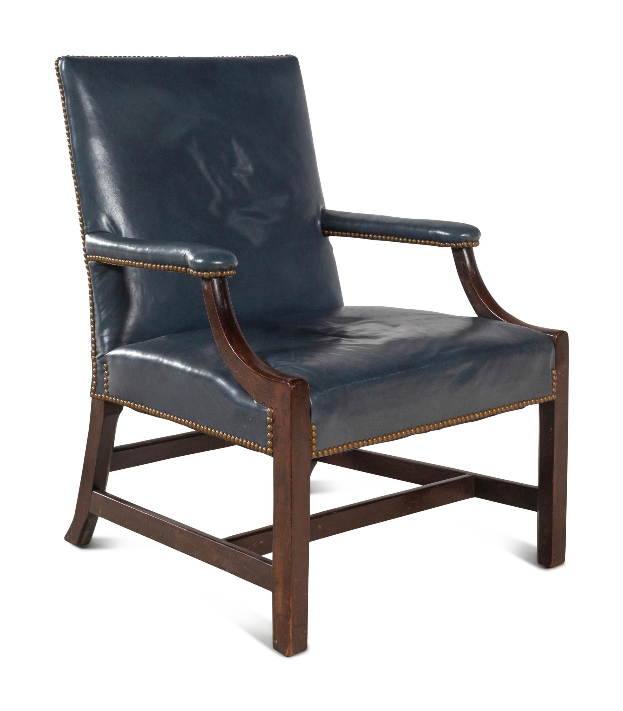 A George III Style Mahogany Armchair and Side Table