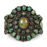 Sterling Silver and Turquoise Cluster Cuff Bracelet