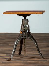 An Optometrist's Iron and Oak Adjustable Table