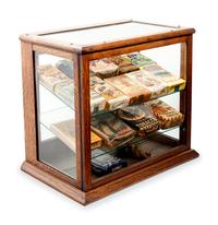 A Collection of Fifteen Tobacco Cartons and a Tobacco Rope in Display Case