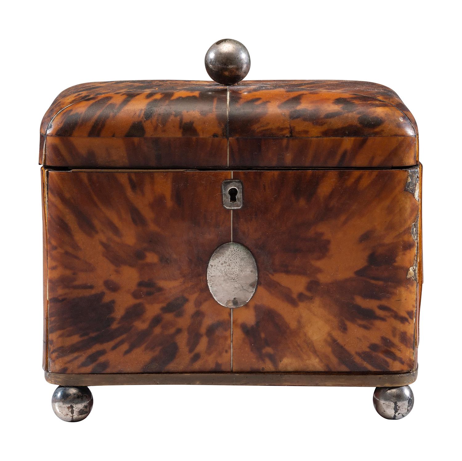 A Regency Tortoise Shell Tea Caddy
