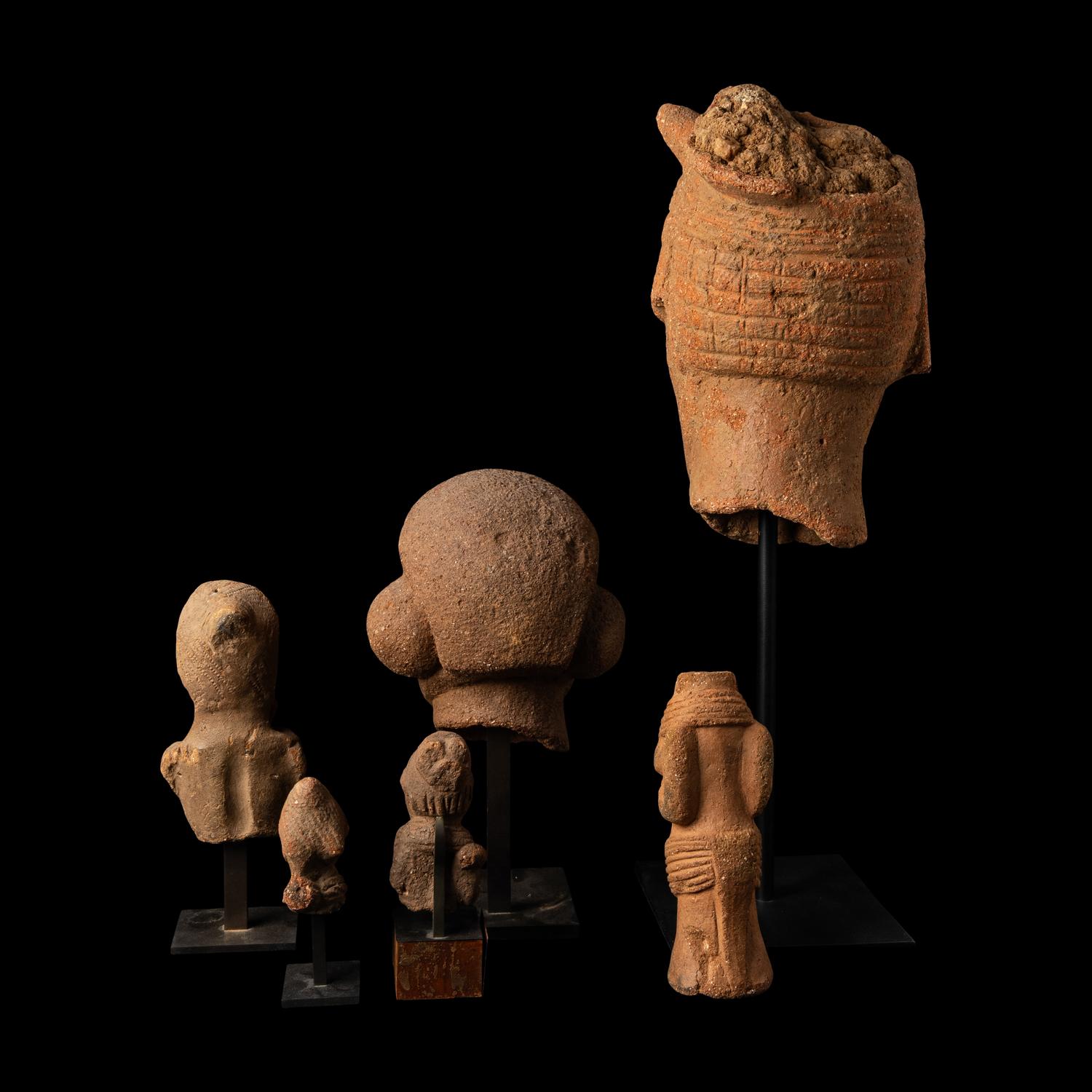 Six Nok Terracotta Heads and Figures