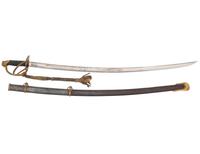 [CIVIL WAR]. Imported US Model 1840 Cavalry Officer’s saber presented to Captain Otto Harhaus, 2nd New York Volunteer Cavalry, who commanded the Regiment at Gettysburg.