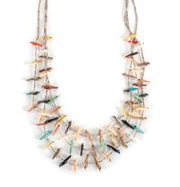 Southwestern Three Strand Bird Fetish Necklace Length 28 inches