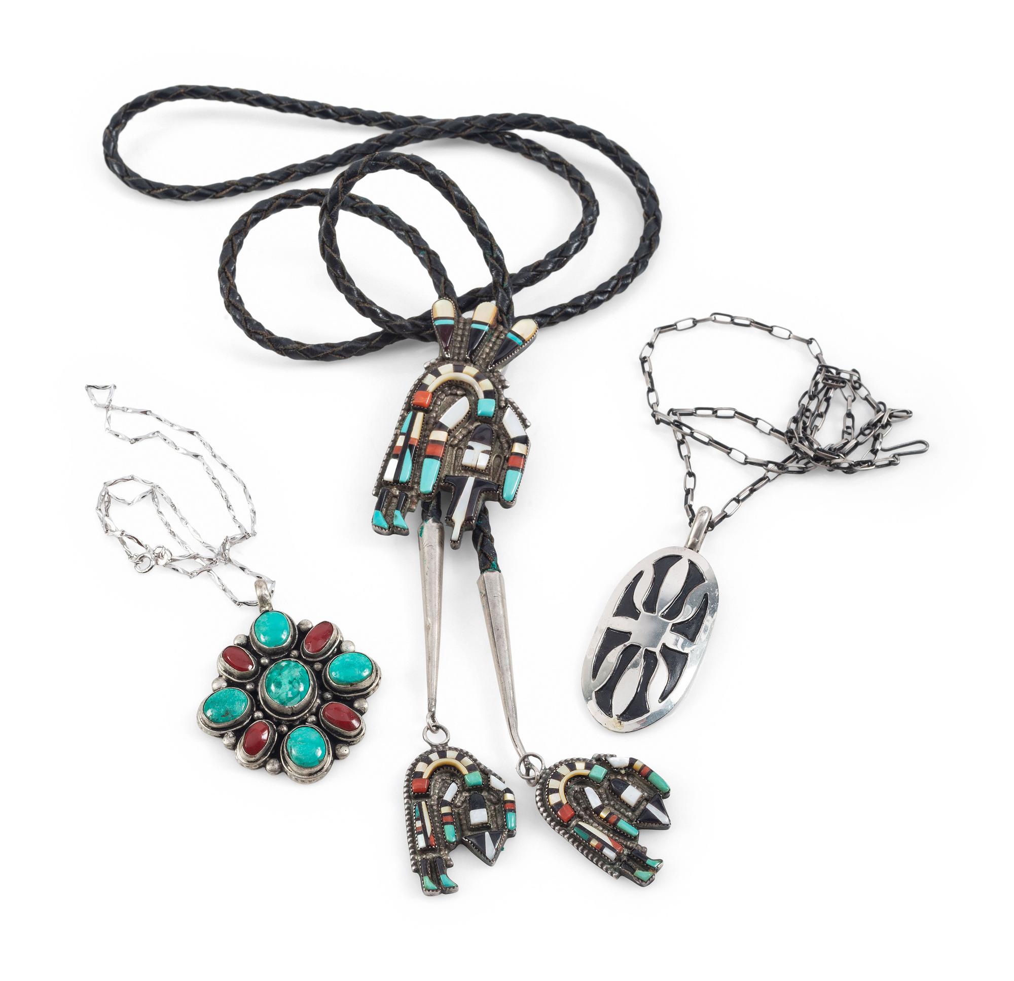 Navajo and Zuni Necklaces and Bolo Tie
