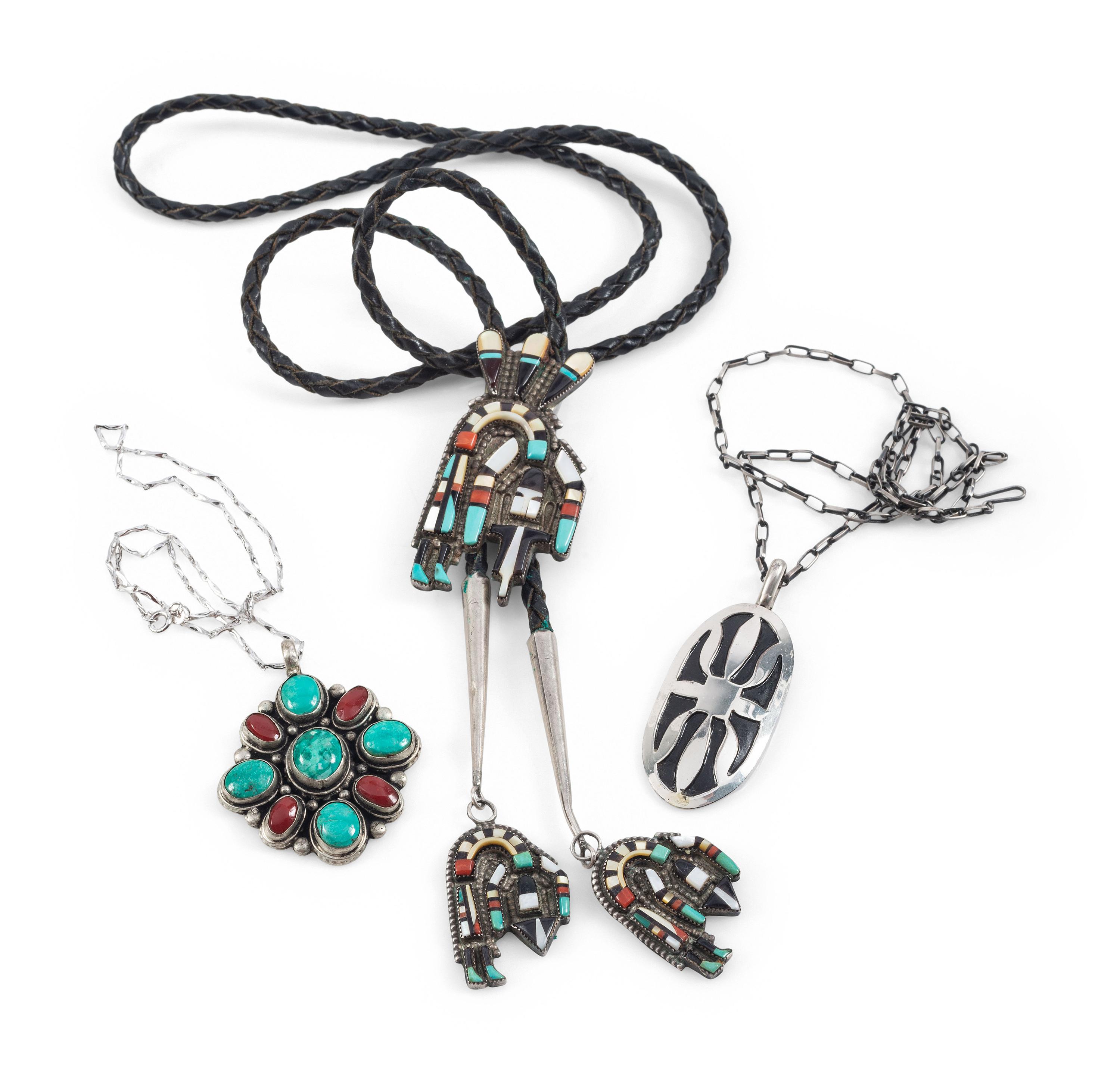 Navajo and Zuni Necklaces and Bolo Tie