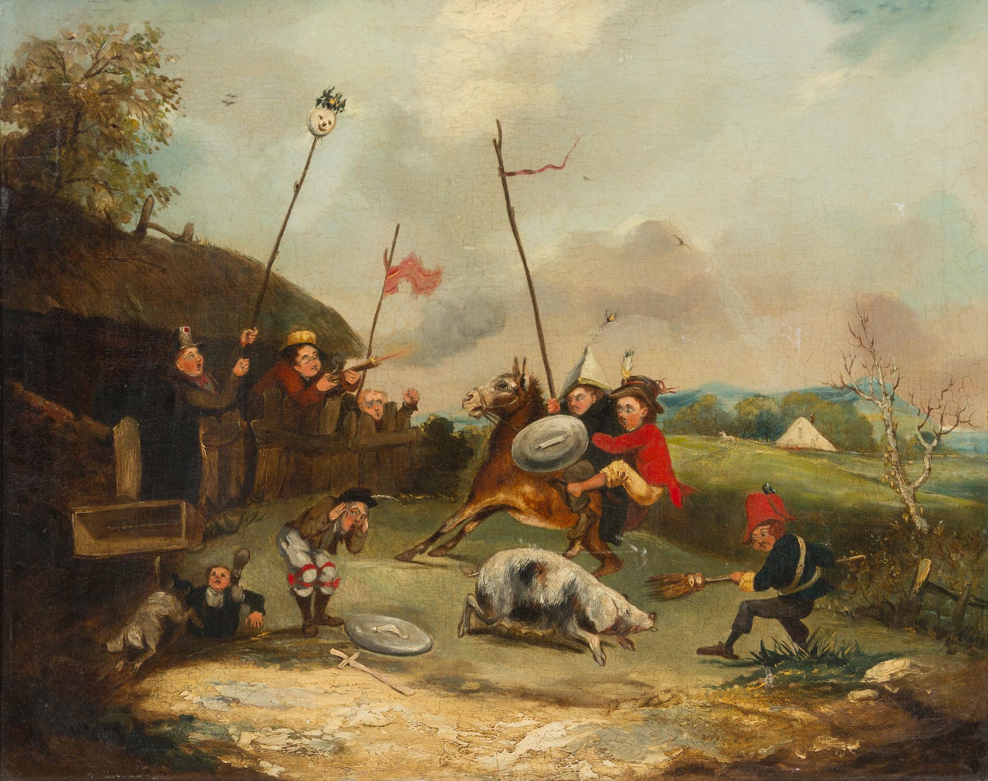 Attributed to William Hunt, (British, 1790-1864), Pig Chase