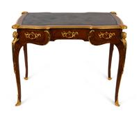 A Louis XV Style Gilt Bronze Mounted Kingwood Bureau Plat — 19TH CENTURY
