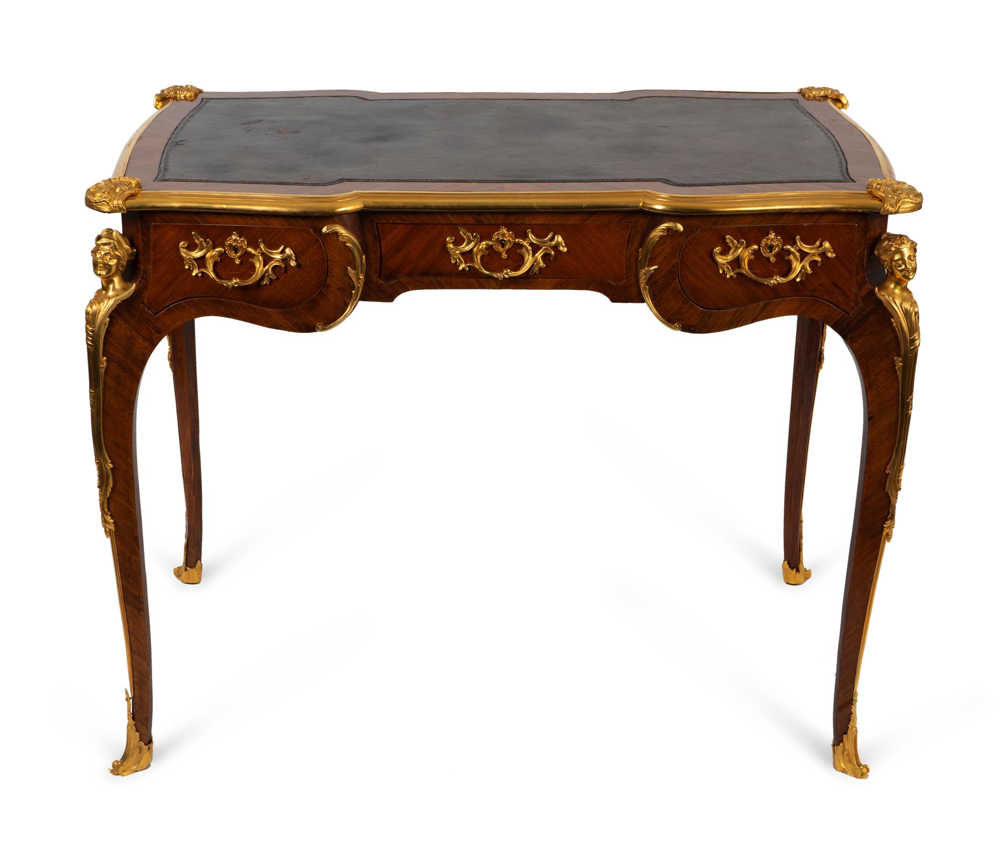 A Louis XV Style Gilt Bronze Mounted Kingwood Bureau Plat — 19TH CENTURY