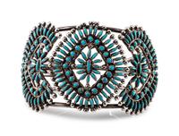 Zuni Silver and Petit Point Turquoise Cluster Cuff Bracelet