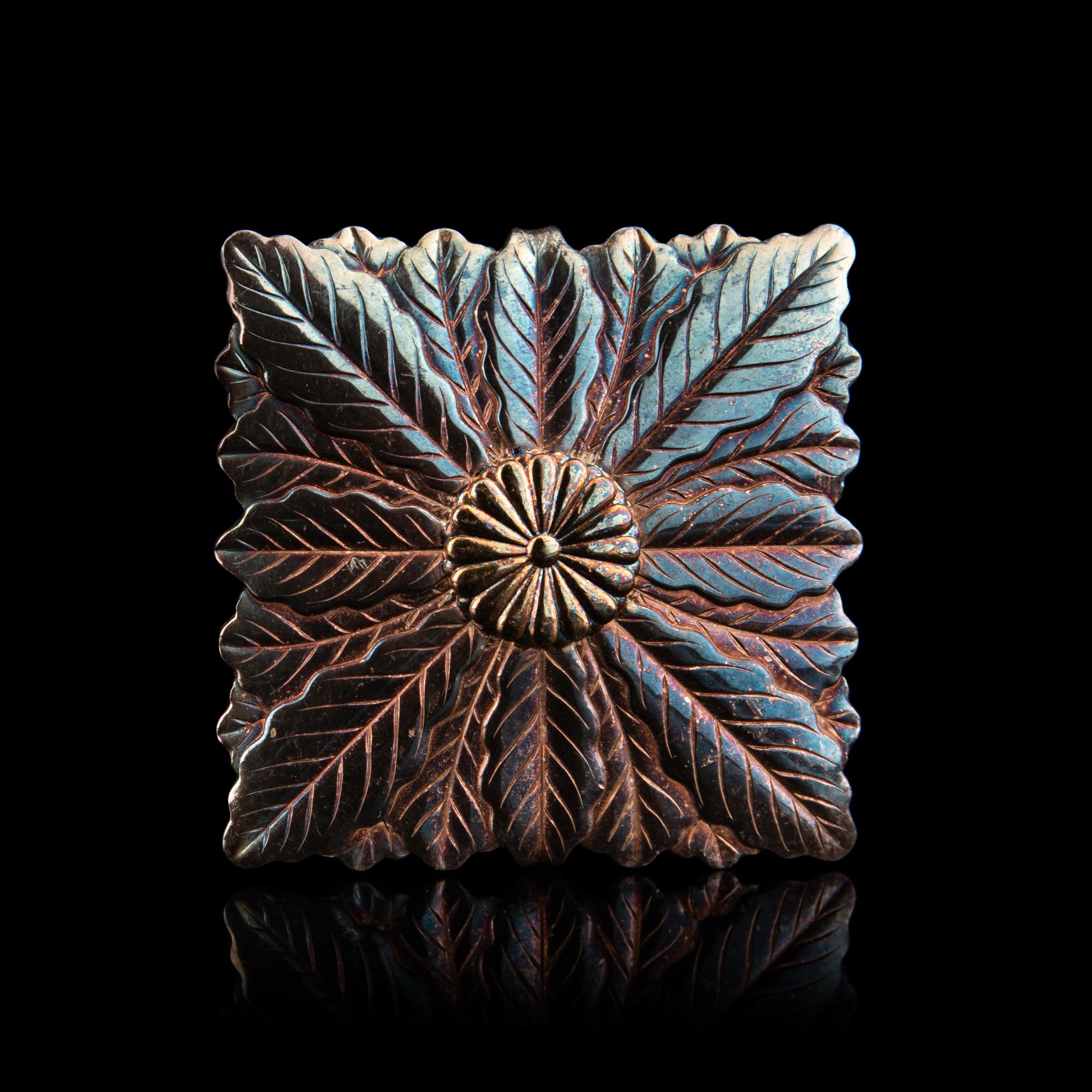 A Japanese Silver Square-Form Bonbonnière