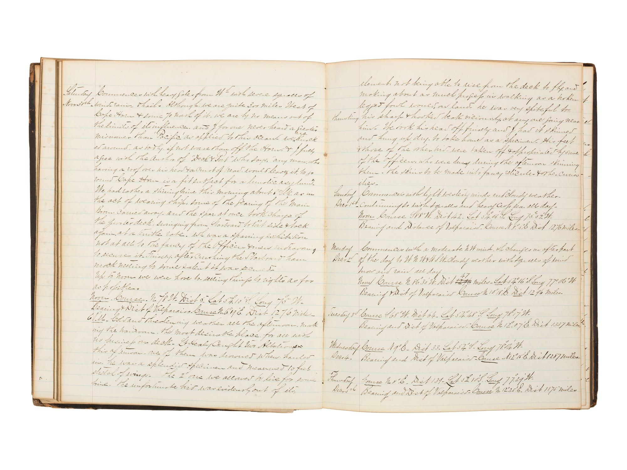 [U.S. COAST GUARD] -- [AFRICAN AMERICANA]. Ship journal of Dr. Calvin Carter, Medical Officer on board the U.S. Revenue Cutter Reliance , 1867-1868.