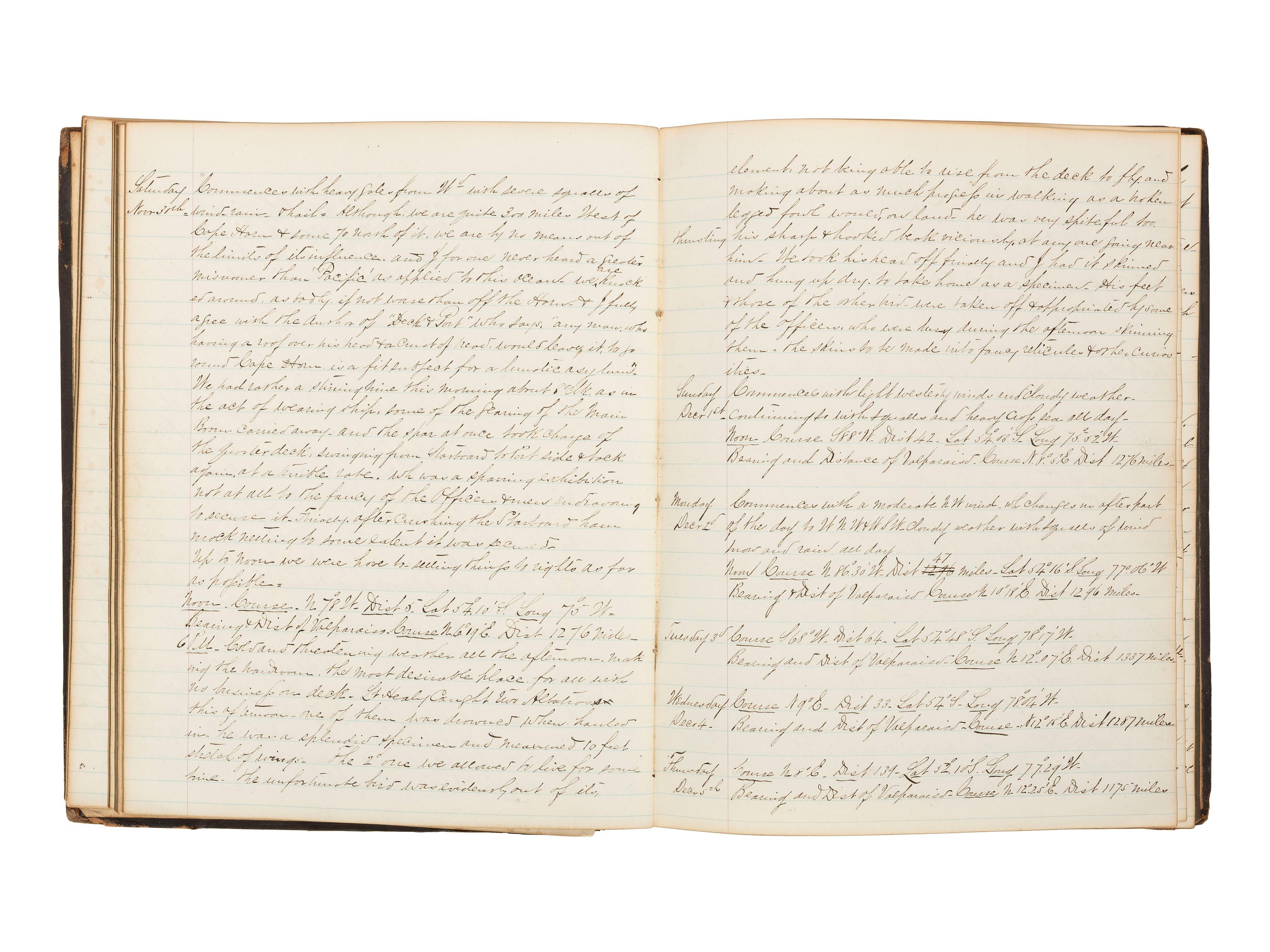 [U.S. COAST GUARD] -- [AFRICAN AMERICANA]. Ship journal of Dr. Calvin Carter, Medical Officer on board the U.S. Revenue Cutter Reliance , 1867-1868.