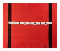 Sioux Beaded Hide Blanket Strip, on Trade Wool Blanket