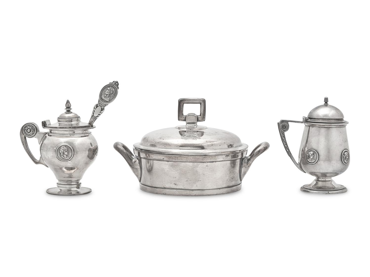 An Assembled Group of Sterling Silver and Coin Silver Tablewares in the "Medallion" Pattern, Various Makers, Late 19th Century
