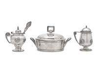 An Assembled Group of Sterling Silver and Coin Silver Tablewares in the "Medallion" Pattern, Various Makers, Late 19th Century