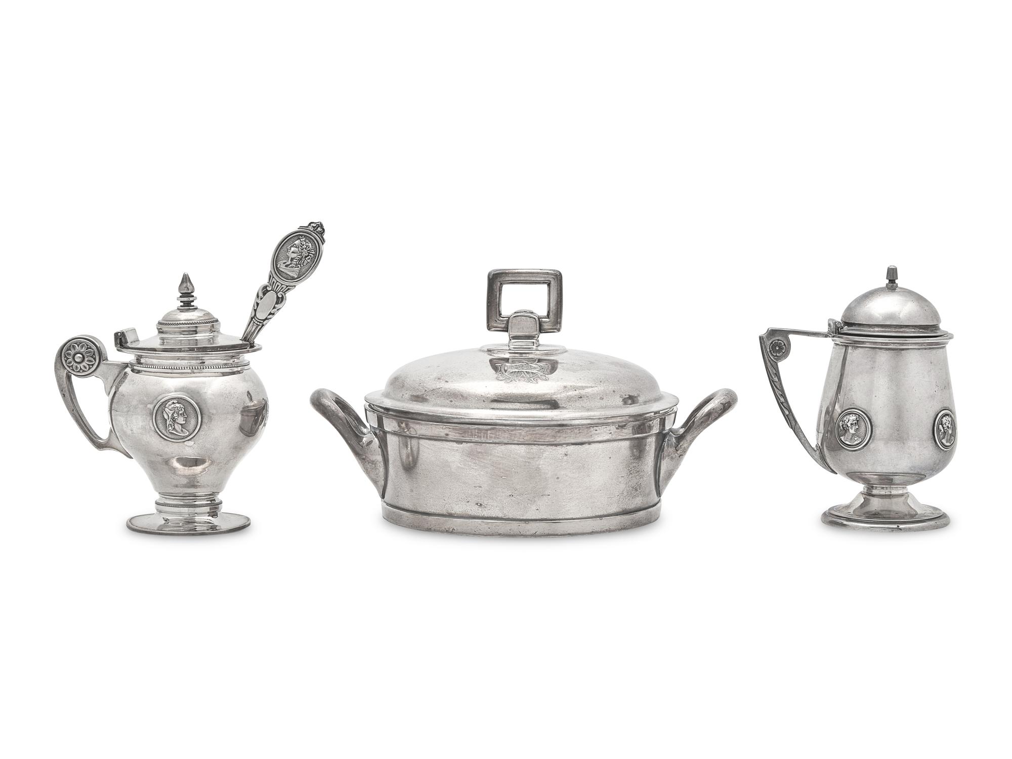 An Assembled Group of Sterling Silver and Coin Silver Tablewares in the "Medallion" Pattern, Various Makers, Late 19th Century