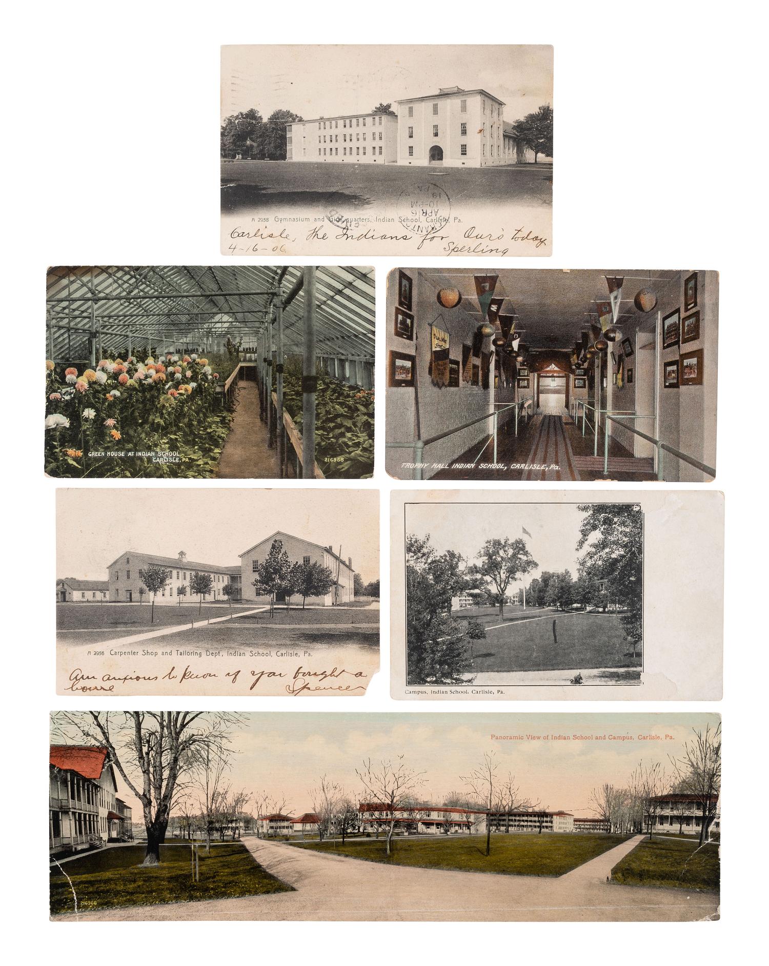 [CARLISLE INDIAN SCHOOL]. Postcards featuring school campus and notable subjects, incl. Jim Thorpe.