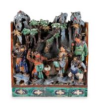 A Large Polychrome Enameled Tileworks Architectural Plaque