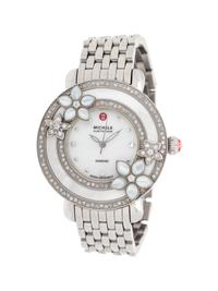 MICHELE, STAINLESS STEEL, MOTHER-OF-PEARL AND DIAMOND 'CLOETTE FLEUR' WRISTWATCH