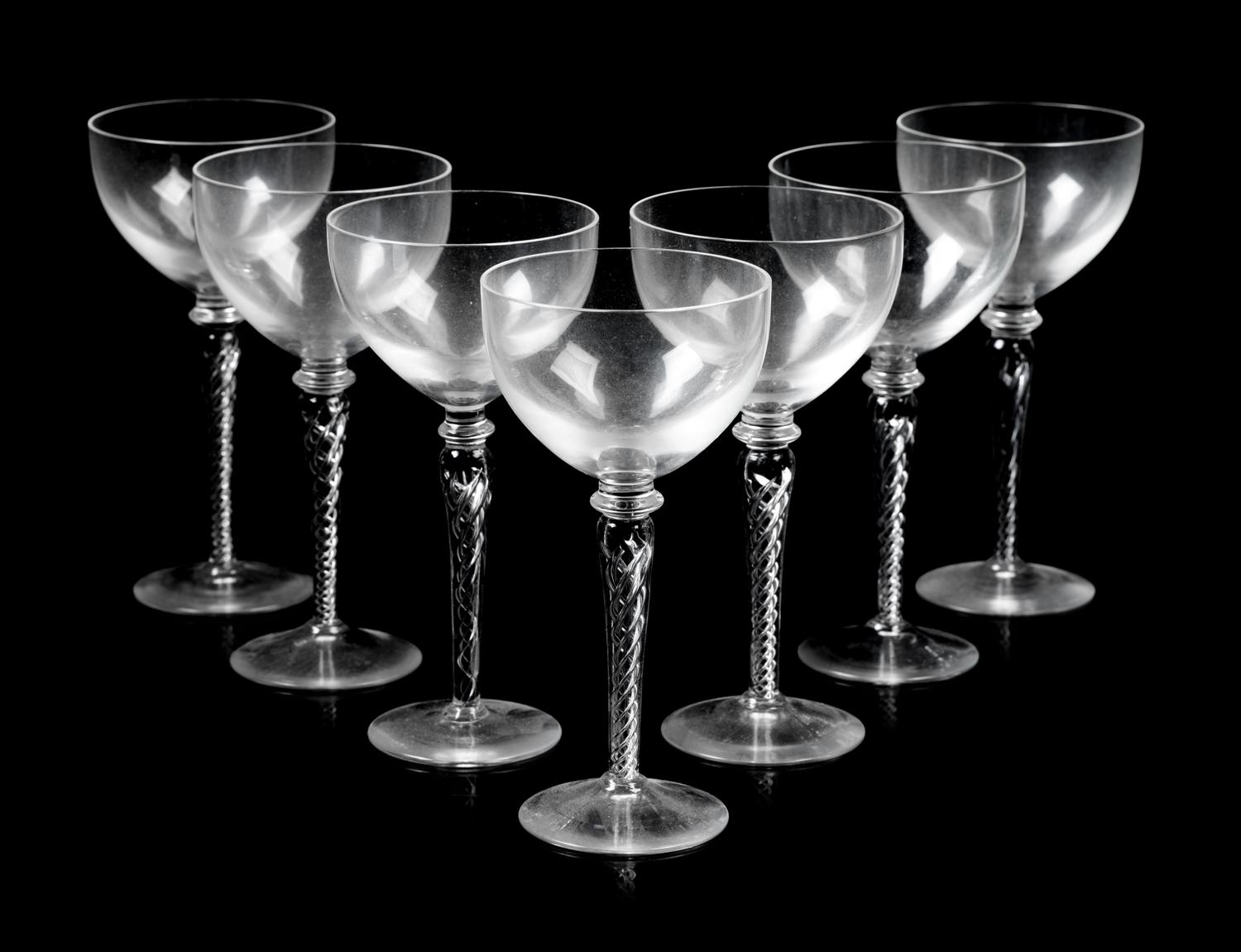 A Set of Twelve Twist-Stem Wine Glasses