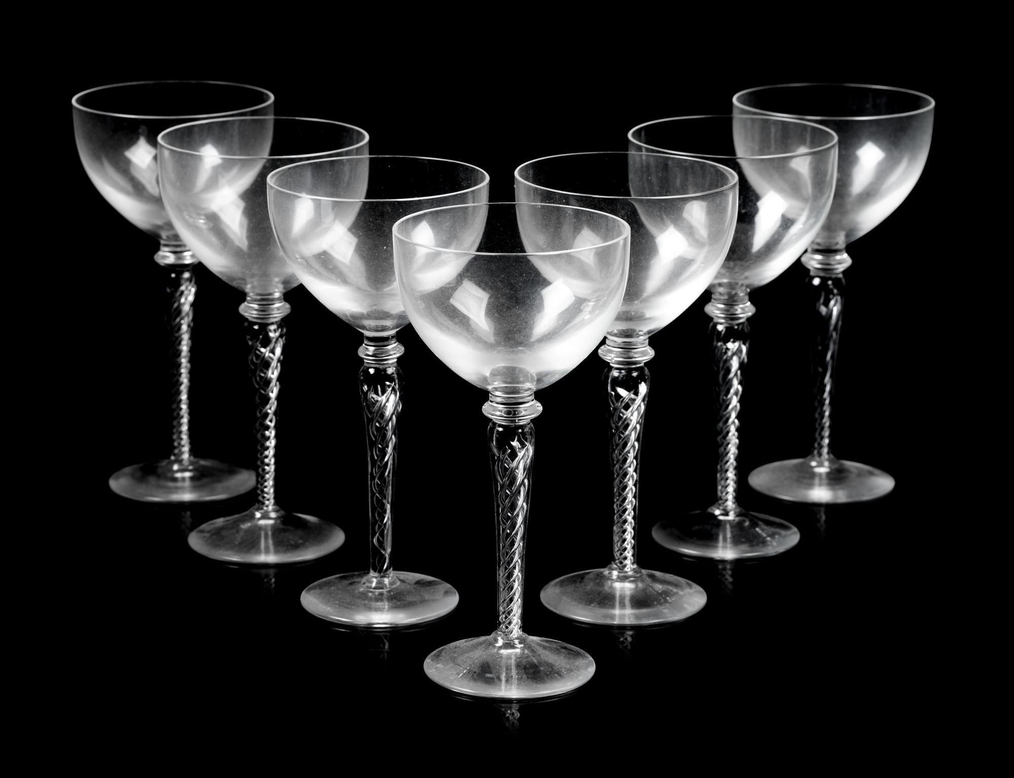 A Set of Twelve Twist-Stem Wine Glasses