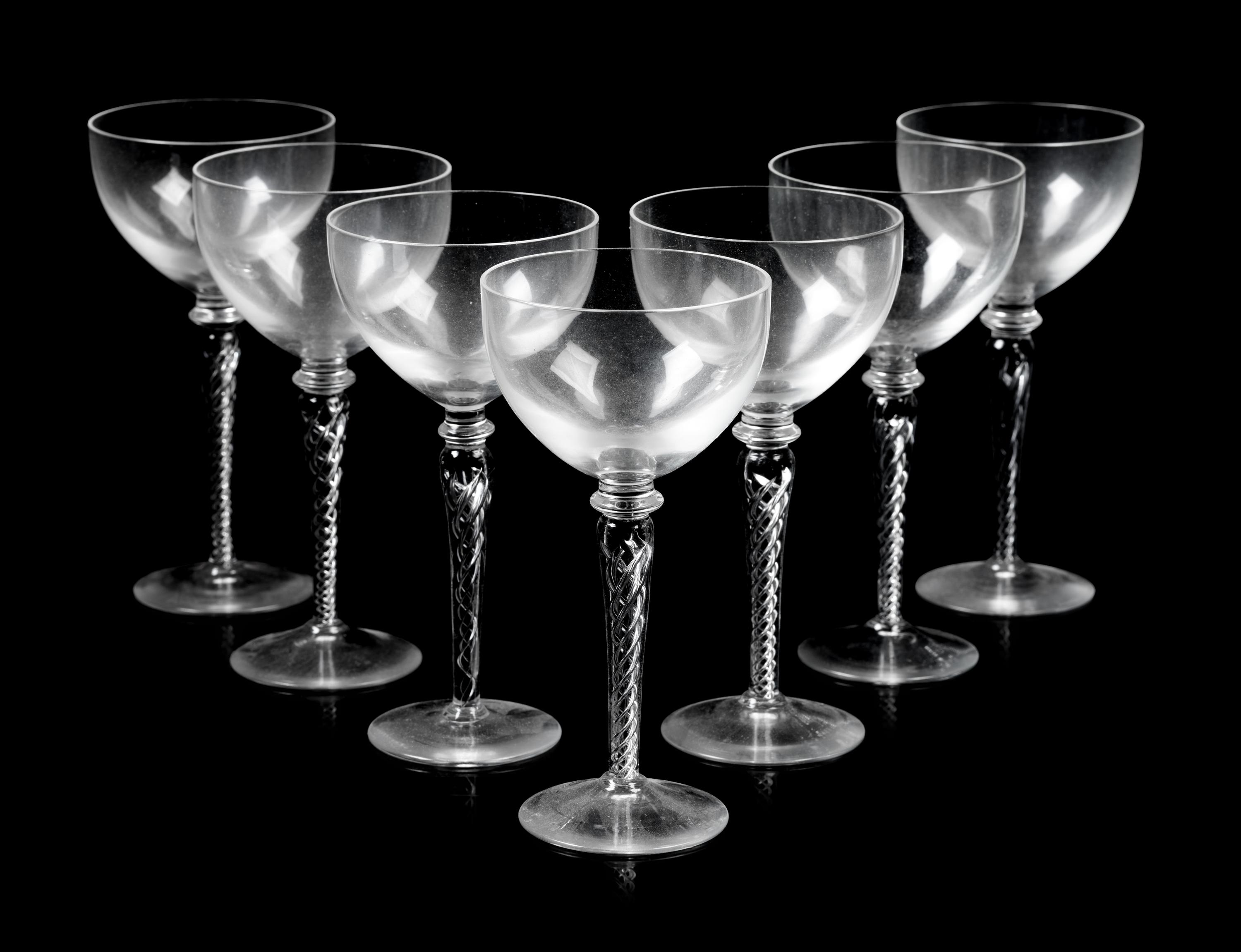 A Set of Twelve Twist-Stem Wine Glasses