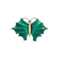 MALACHITE, DIAMOND AND RUBY BUTTERFLY BROOCH