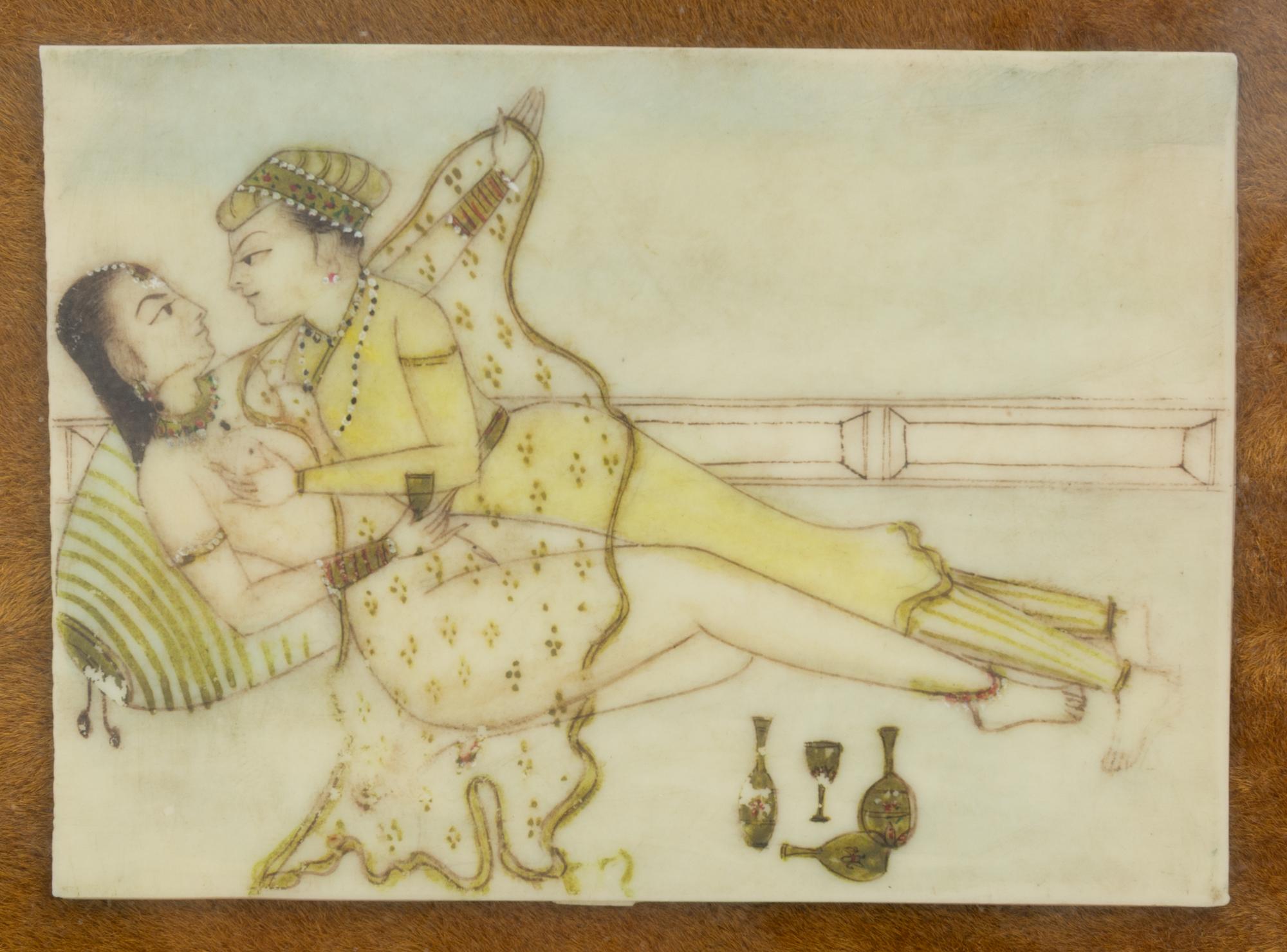 An Indo-Persian Erotic Painted Tile