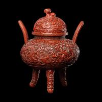 A Chinese Cinnabar Lacquer on Metal Covered Ding Vessel, Late Qing/Republic Period 晚清/民國 銅胎剔紅龍紋鼎