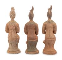 Three Chinese Pottery Figures of Court Ladies