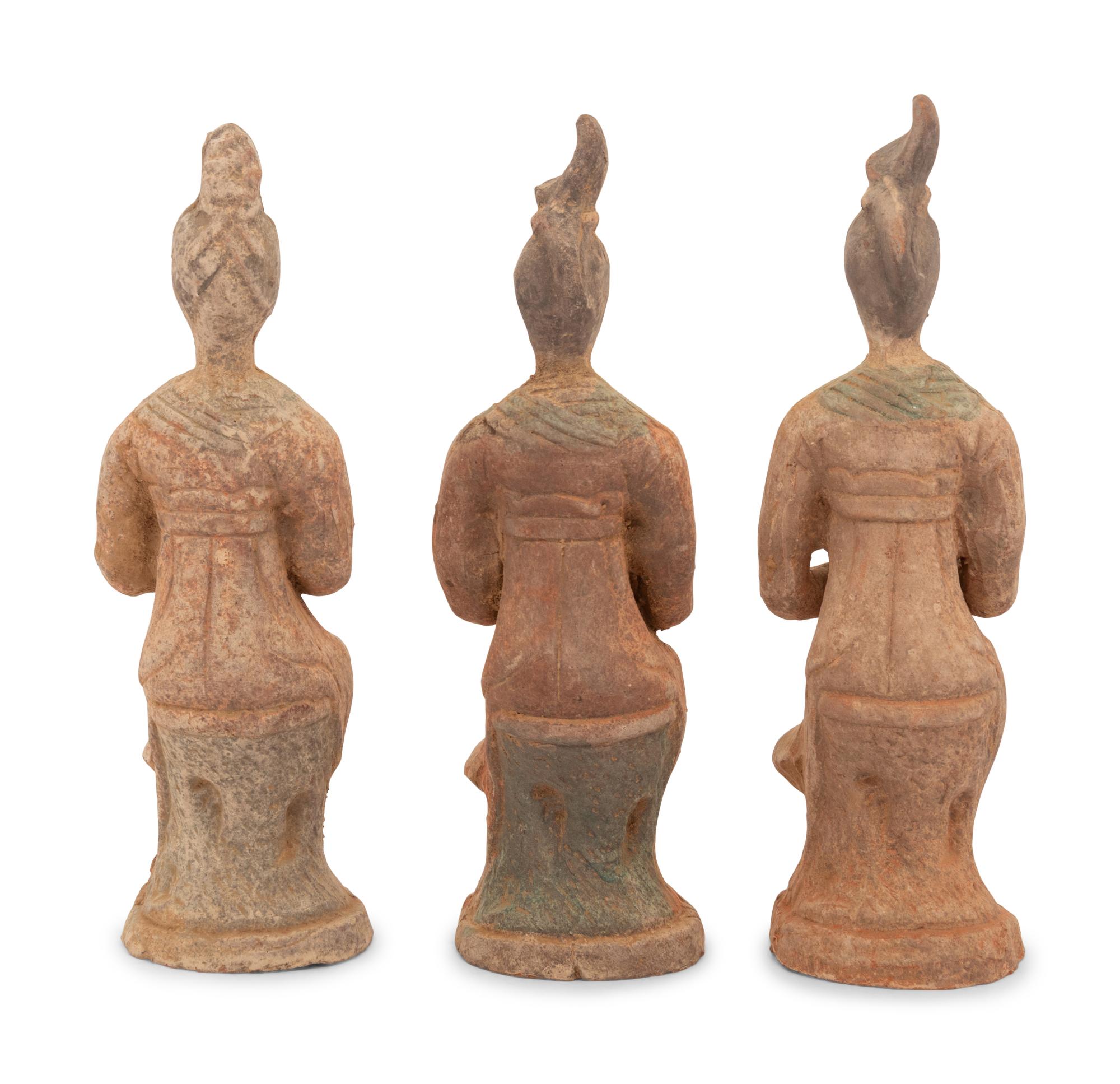 Three Chinese Pottery Figures of Court Ladies
