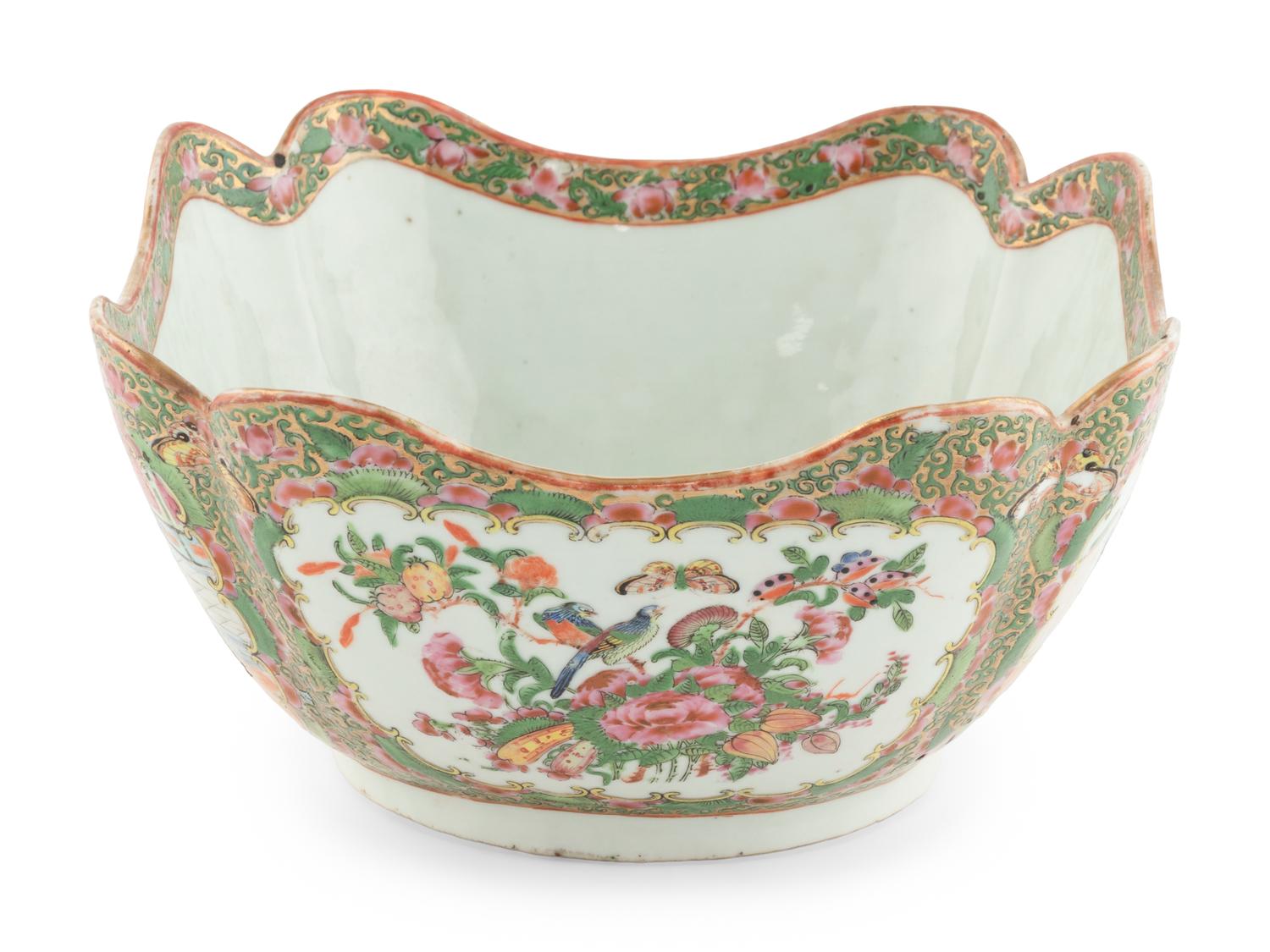 A Rose Medallion Porcelain Center Bowl